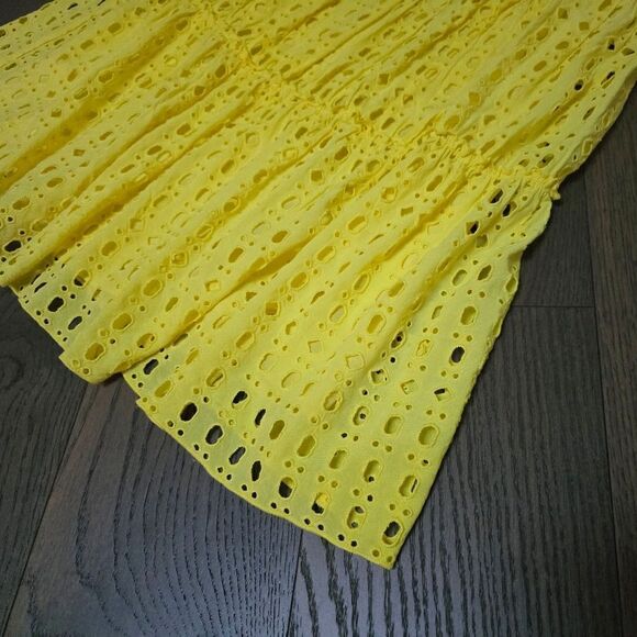 Lilly Pulitzer Indira Mock Collar Tiered Panel Eyelet Swing Dress Lemon Yellow - Picture 10 of 16